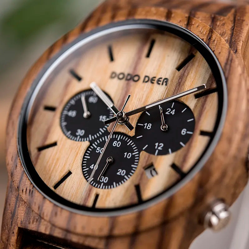 Elegant Wood Chrono Watch