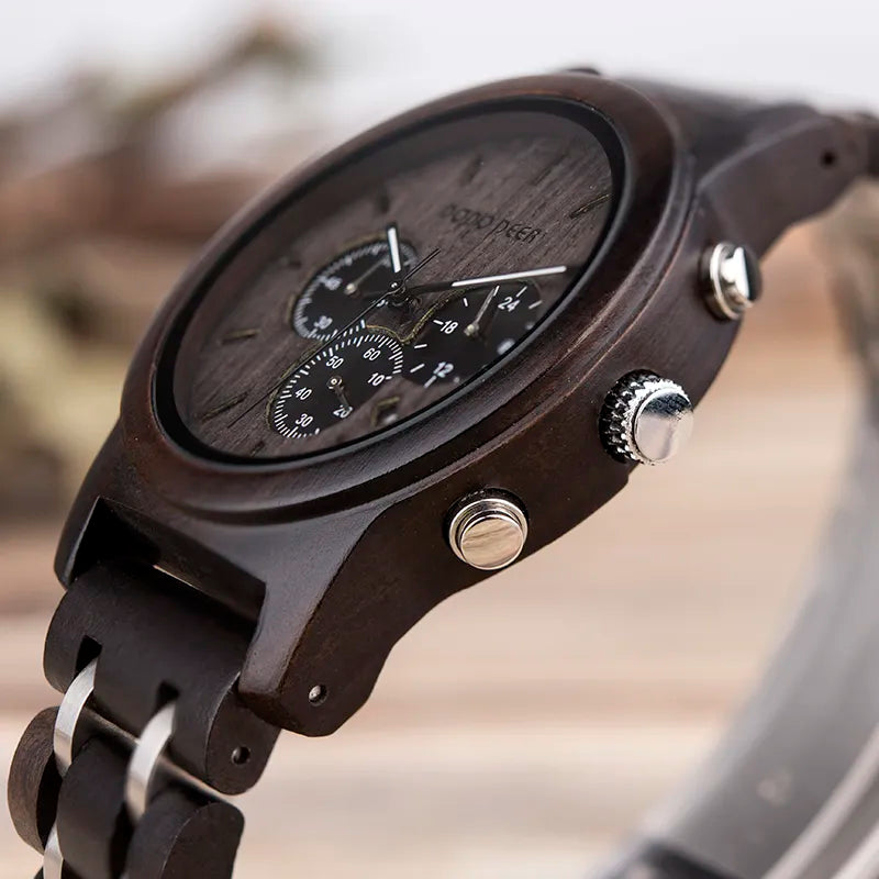 Elegant Wood Chrono Watch