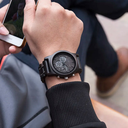 Elegant Wood Chrono Watch