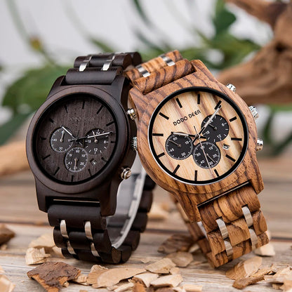 Elegant Wood Chrono Watch